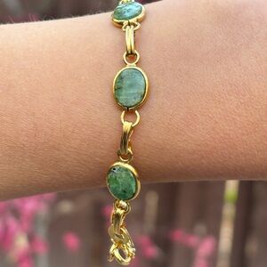 Vintage A&Z 12K Gold Filled Jade Bracelet   7.25”
